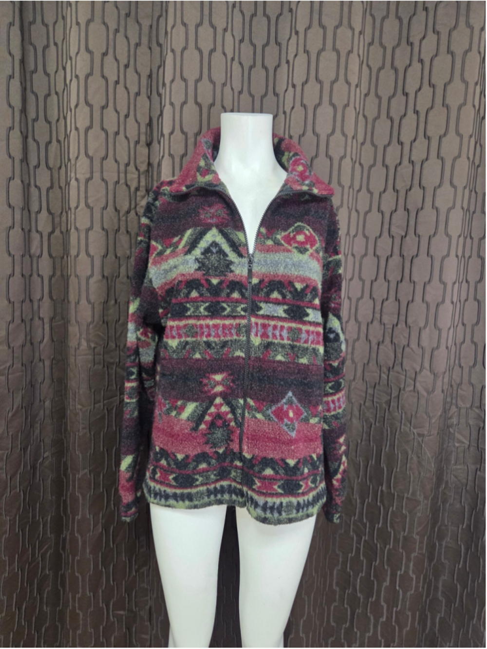 Women's Bear Ridge Outfitters Fleece Zip Jacket Burgundy Grey Size M